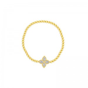 Roberto Coin 18 Karat Yellow Gold Diamond Princess Flower Stretch Bracelet