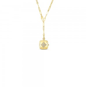 Roberto Coin 18K White & Yellow Gold Royal Princess Flower Pendant with Round Diamonds 0.18 Tcw G-H SI