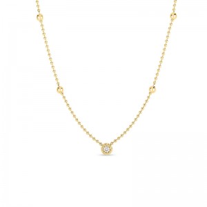 Roberto Coin 18K Yellow Gold Bead Chain with 1 Round Bezel Set Diamond 0.10 Cts G-H SI