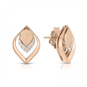 Roberto Coin 18K Rose Gold Single Petal Diamond Stud Earrings