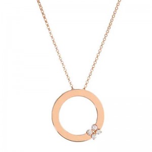 Roberto Coin 18K Rose Gold Love in Verona Circle of Life Diamond Flower Pendant Necklace