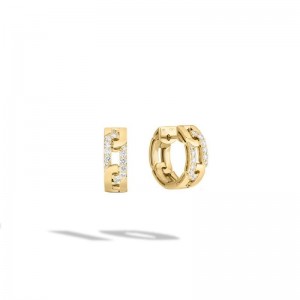 RRoberto Coin 18K Yellow Gold Navarra Diamond Accent Hoop Earrings with 24 Round Brilliant Cut Diamonds 0.29 Tcw G-H SI