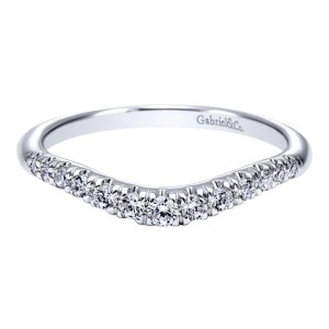 Gabriel & Co. 14K White Gold Curved French Pave Diamond Anniversary Band