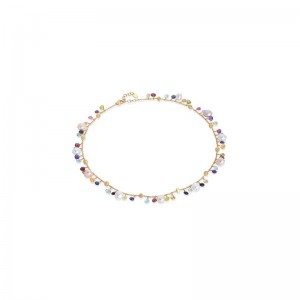 Marco Bicego 18K Yellow Gold Paradise Necklace with Gemstones & 19 Freshwater Pearls Length 28.75