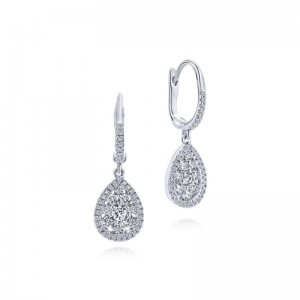 Gabriel & Co. 14K White Gold Cluster Diamond Teardrop Earrings