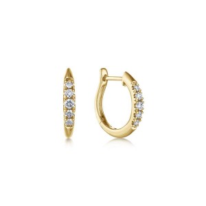 Gabriel & Co. 14K Yellow Gold Classic Round 15mm Diamond Huggies Earrings