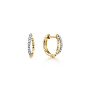 Gabriel & Co. 14K Yellow Gold Bujukan Twisted Pavé 10mm Diamond Huggies Earrings