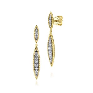 Gabriel 14K Yellow Gold Graduating Marquise Shape Diamond Stud Earrings