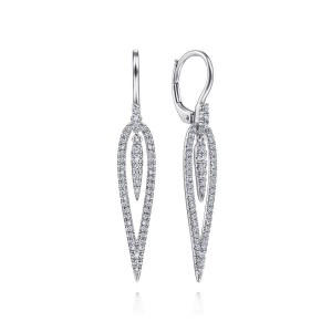 Gabriel & co. 14K White Gold Teardrop Earrings with Center Drops with 104 Round Diamonds 0.68 Tcw G- SI2