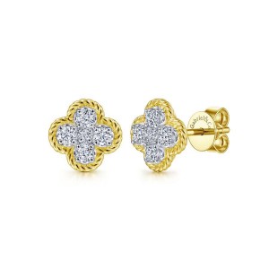 Gabriel & Co. 14K Yellow Gold Hampton Twisted Rope Diamond Stud Earrings
