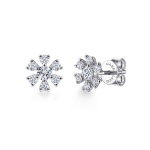 Gabriel & Co. 14K White Gold Lusso Diamond Stud Earrings with 14 Round Diamonds 0.50 Tcw H-I SI2