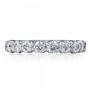 Christopher Design 18K White Gold Half Anniversary Band with 8 Round Diamonds 0.83 Tcw G Si1  Size 6.5