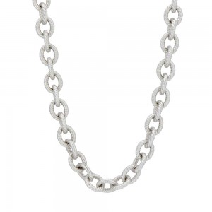 Freida Rothman Sterling Silver Cubic Zirconia Twisted Cable Chain Link Necklace 18