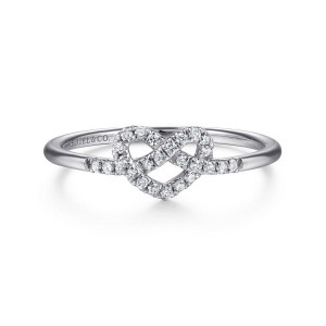 Gabriel & Co. 14K White Gold Lusso Diamond Pretzel Love Knot Heart Ring
