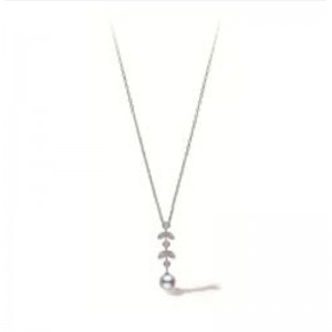 Mikimoto 18K White Gold Leaf Classic Pearl Necklace