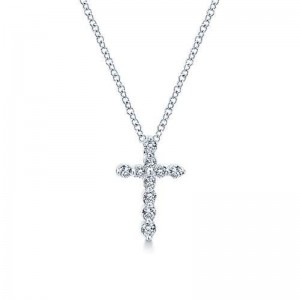 Gabriel & Co. 14K White Gold Faith Diamond Cross Pendant Necklace