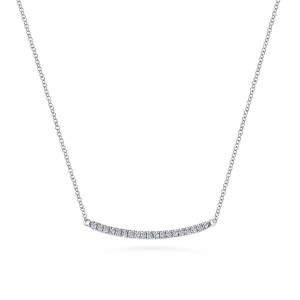 Gabriel & Co. 14K White Gold Classic Diamond Pavé Curved Bar Necklace