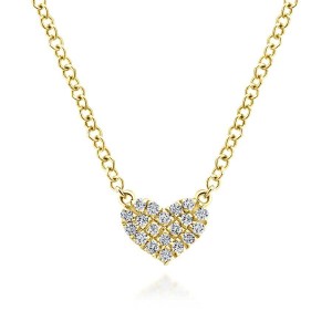 Gabriel & Co. 14K Yellow Gold Classic Pavé Diamond Pendant Heart Necklace