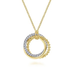 Gabriel & Co. 14K Yellow & White Gold Interlocking Circles Penanat with 33 Round Diamonds 0.25 Tcw H-I SI2