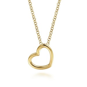 Gabriel & Co. 14K Yellow Gold Contemporary Tilted Heart Pendant Necklace