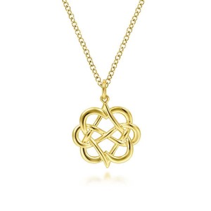 14K Yellow Gold Interwoven Floral Pendant Necklace