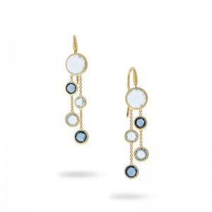 Marco Bicego 18K Yellow Gold Jaipur Color Collection Mixed Blue Topaz Two Strand Earrings