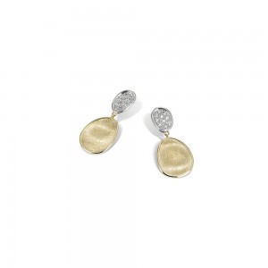 Marco Bicego 18K Yellow and White Gold Lunaria Collection Diamond Petite Double Drop Earrings
