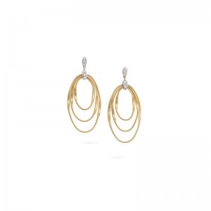 Marco Bicego 18K Yellow and White Gold Marrakech Onde Collection Diamond Concentric Earrings