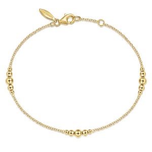 Gabriel & Co. 14K Yellow Gold Bujukan Chain with Graduating Bead Stations Bracelet