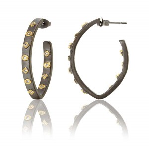 Signature Pointed Oval Studded Hoop Earrings