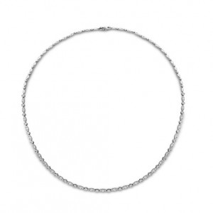 Hearts on Fire 18K White Gold Bezel Regal Line Necklace with 109 Round Diamonds 2.70 Tcw G-H VS-SI Length 18