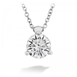 Hearts on Fire 18K White Gold Classic 3 Prong Solitaire Semi Pendant with 1 Round Diamond