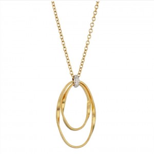 Marco Bicego 18K Yellow and White Gold Marrakech Onde Collection Diamond Concentric Small Pendant Necklace