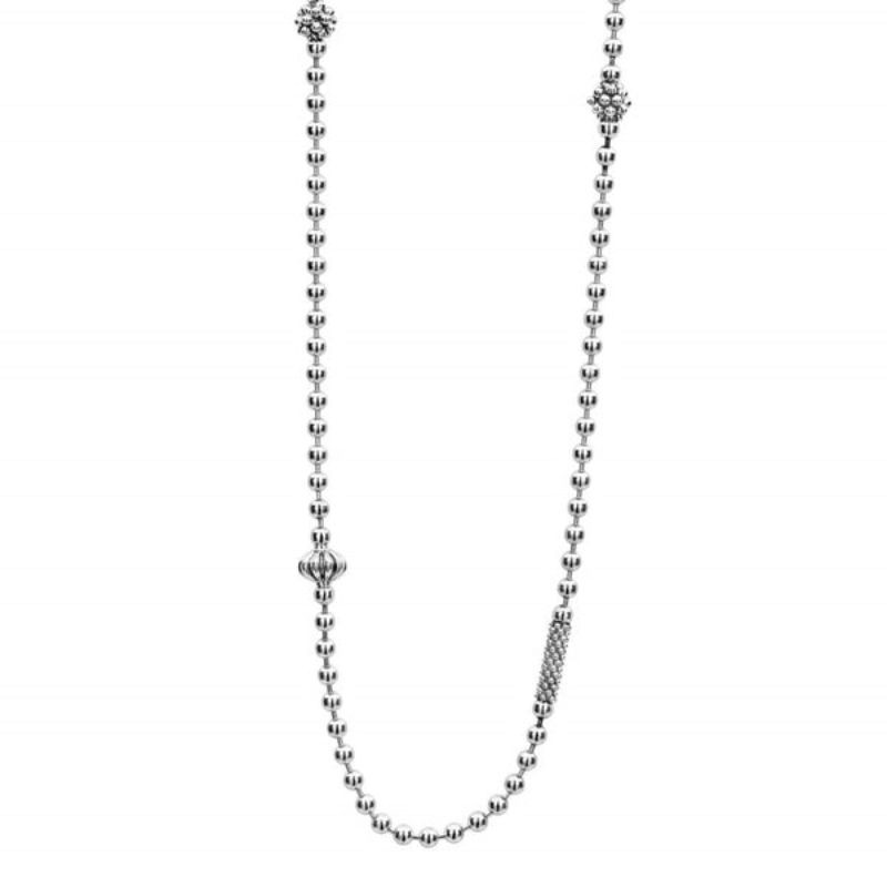 Lagos Sterling Silver Caviar Icon Silver Caviar Beaded Necklace