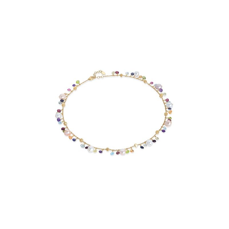 Marco Bicego 18K Yellow Gold Necklace with Gemstones & Pearls Length 16.5