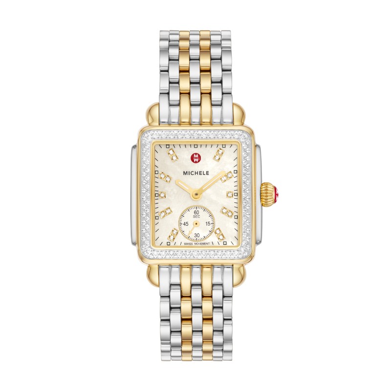 Michele Deco Mid Two-Tone Diamond Stainless Steel Watch