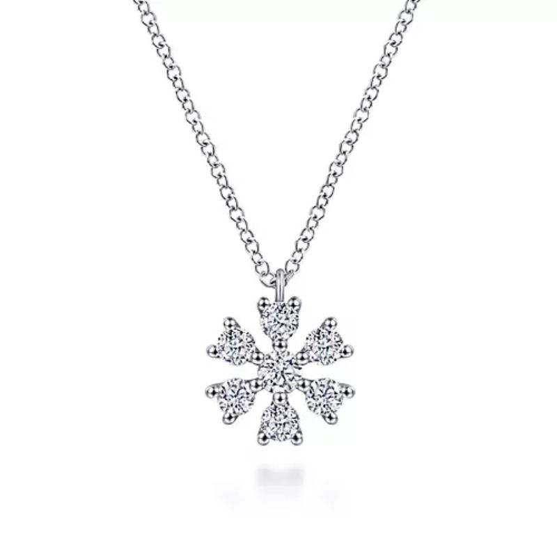 Gabriel & Co. 14K White Gold Lusso Diamond Pendant with 7 Round Diamonds 0.49 Tcw H-I SI2