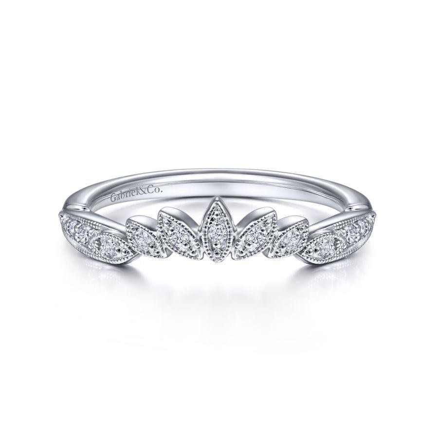 Gabriel & Co 14K White Gold Anniversary Band with Round Diamonds 0.11 Tcw G-H SI2