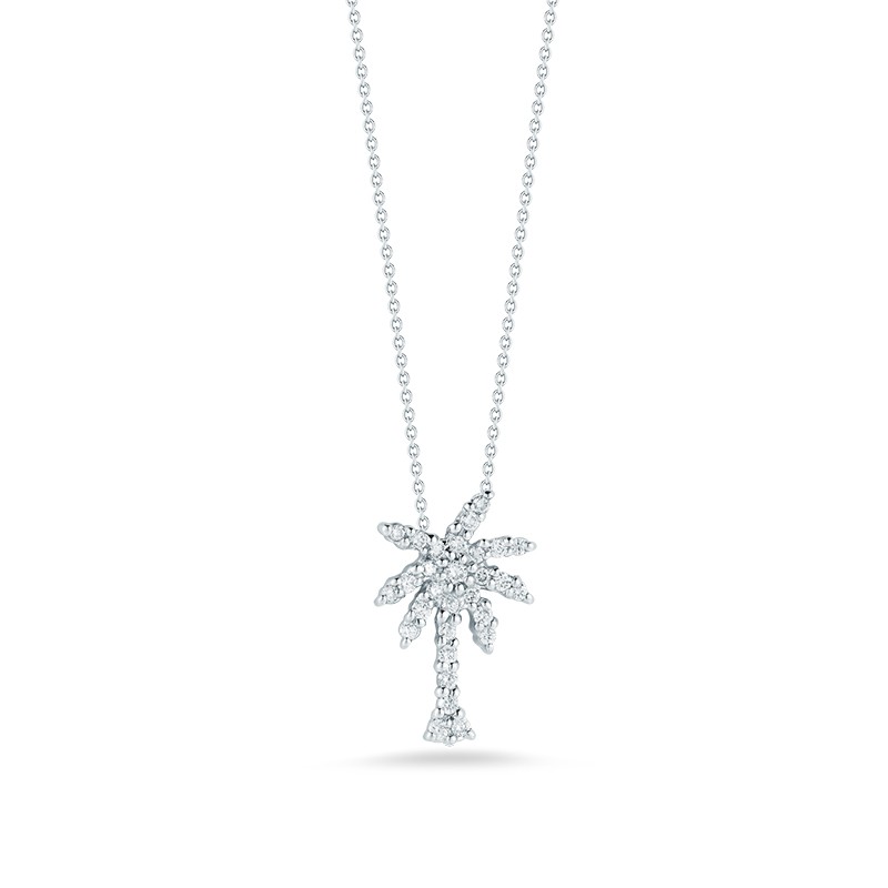 Roberto Coin 18K White Gold Tiny Treasures Small Diamond Palm Tree Pendant Necklace