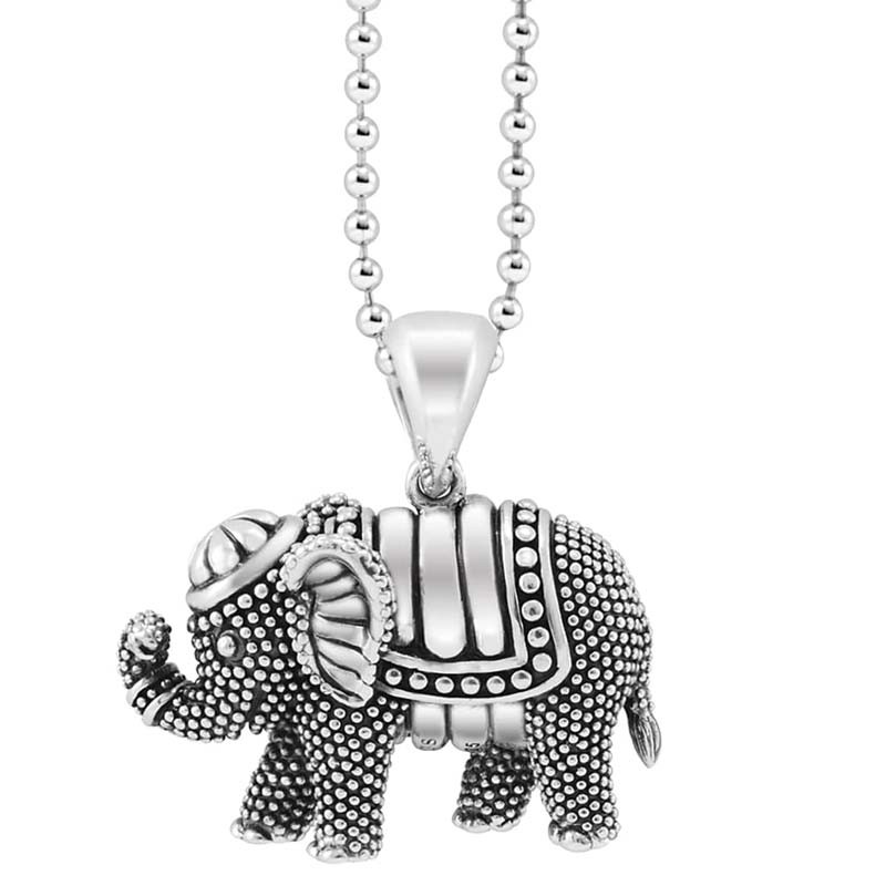 Lagos Sterling Silver Rare Wonders Elephant 29x27mm Pendant Necklace