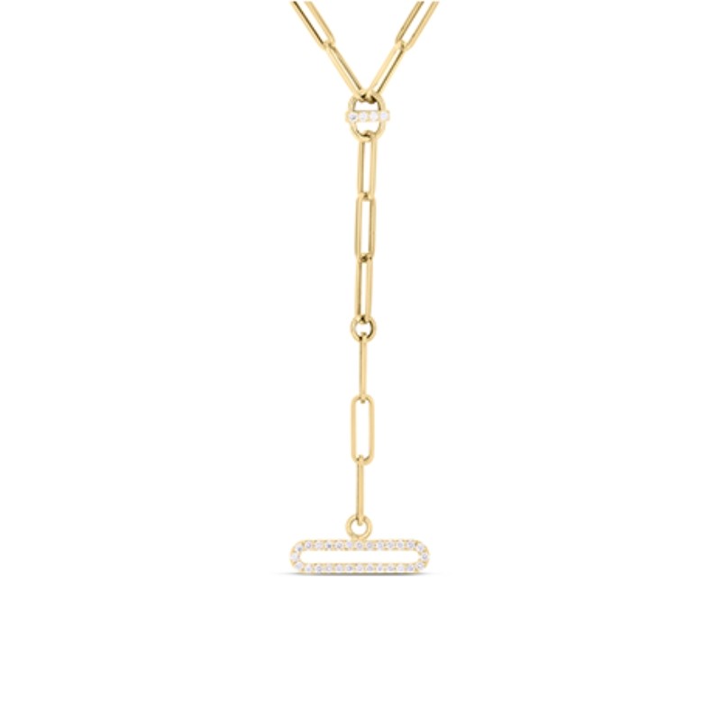 Roberto Coin 18K Yellow Gold Venetian Princess Necklace with Round Diamonds 0.31 Tcw G-H SI