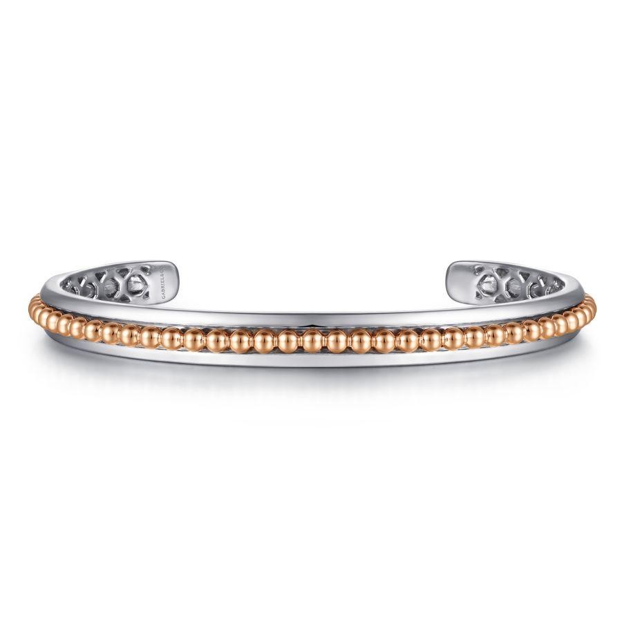 Gabriel & Co. 14K  Rose Gold With 925 Stirling Silver Open Cuff Bracelet