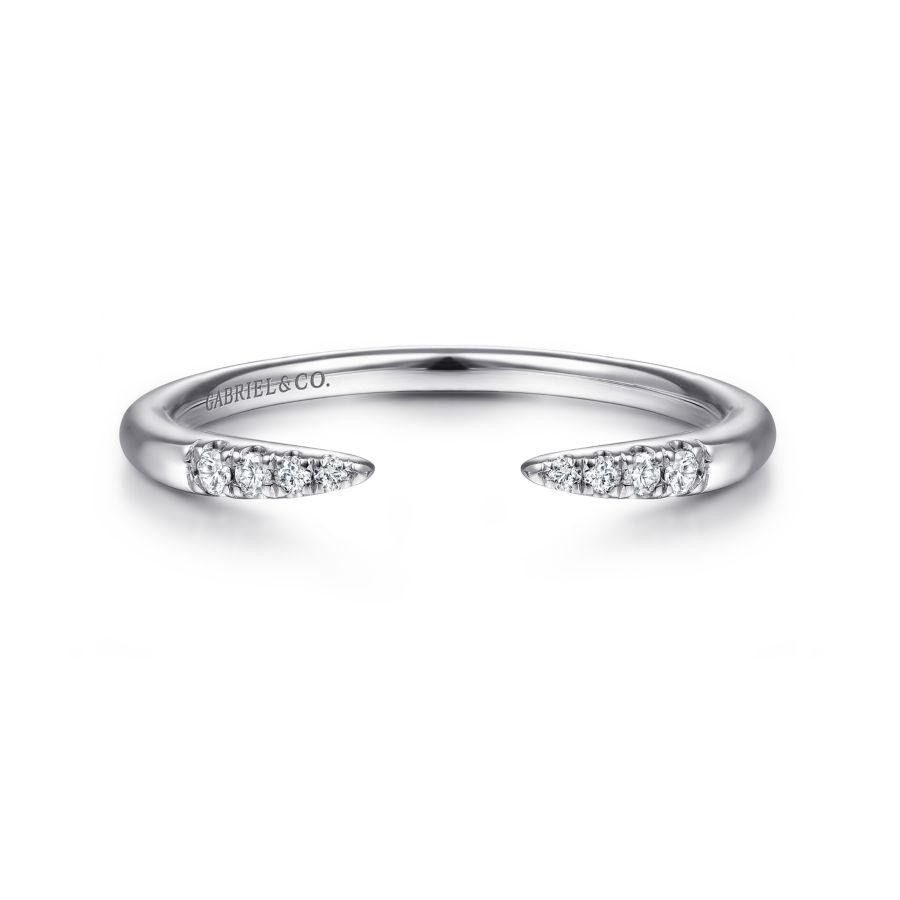Gabriel & Co. 14K White Gold Stackable Open Diamond Tipped Ring