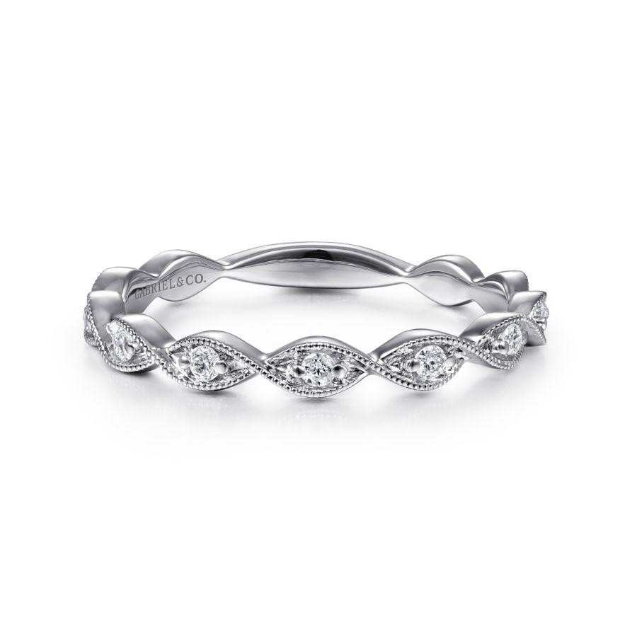Gabriel & Co. 14K White Gold Stackable Twisted Diamond Ring