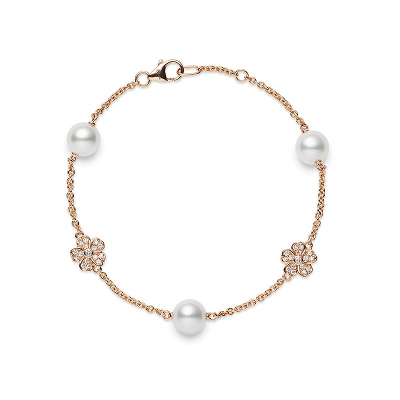 Mikimoto 18K Rose Gold Cherry Blossom Bracelet