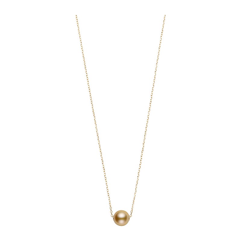 Mikimoto 18K Yellow Gold Golden South Sea Single Pearl Pendant Necklace