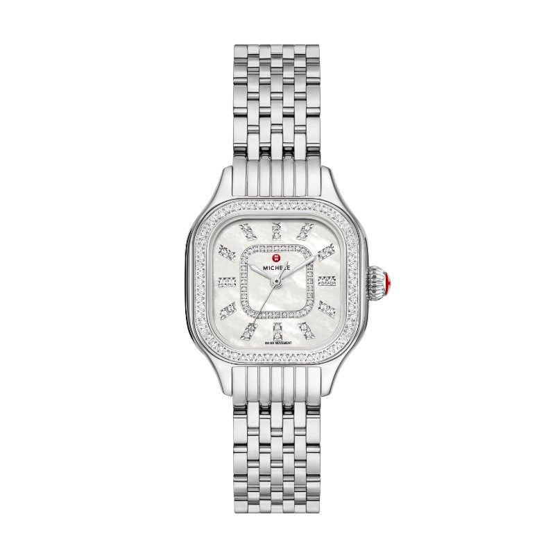 Michele Meggie Stainless Steel Diamond Watch