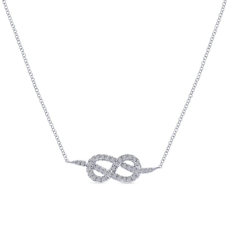 Gabriel & Co. 14K White Gold Eternal Love Infinity Necklace with 36 Round Diamonds 0.32 Tcw with 36 Round Diamonds 0.28 CTS G-H SI2