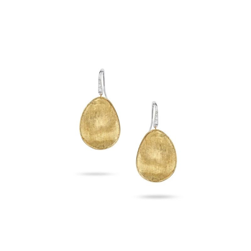 18K W&YG Lunaria Earrings with 6 Round Diamonds .05 TCW G VS-VVS
