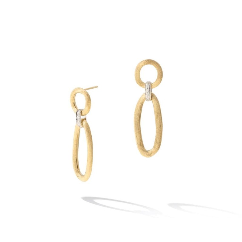 Marco Bicego 18K Yellow Gold Jaipur Link Earrings with Round Diamonds 0.08 Tcw G VS-VVS